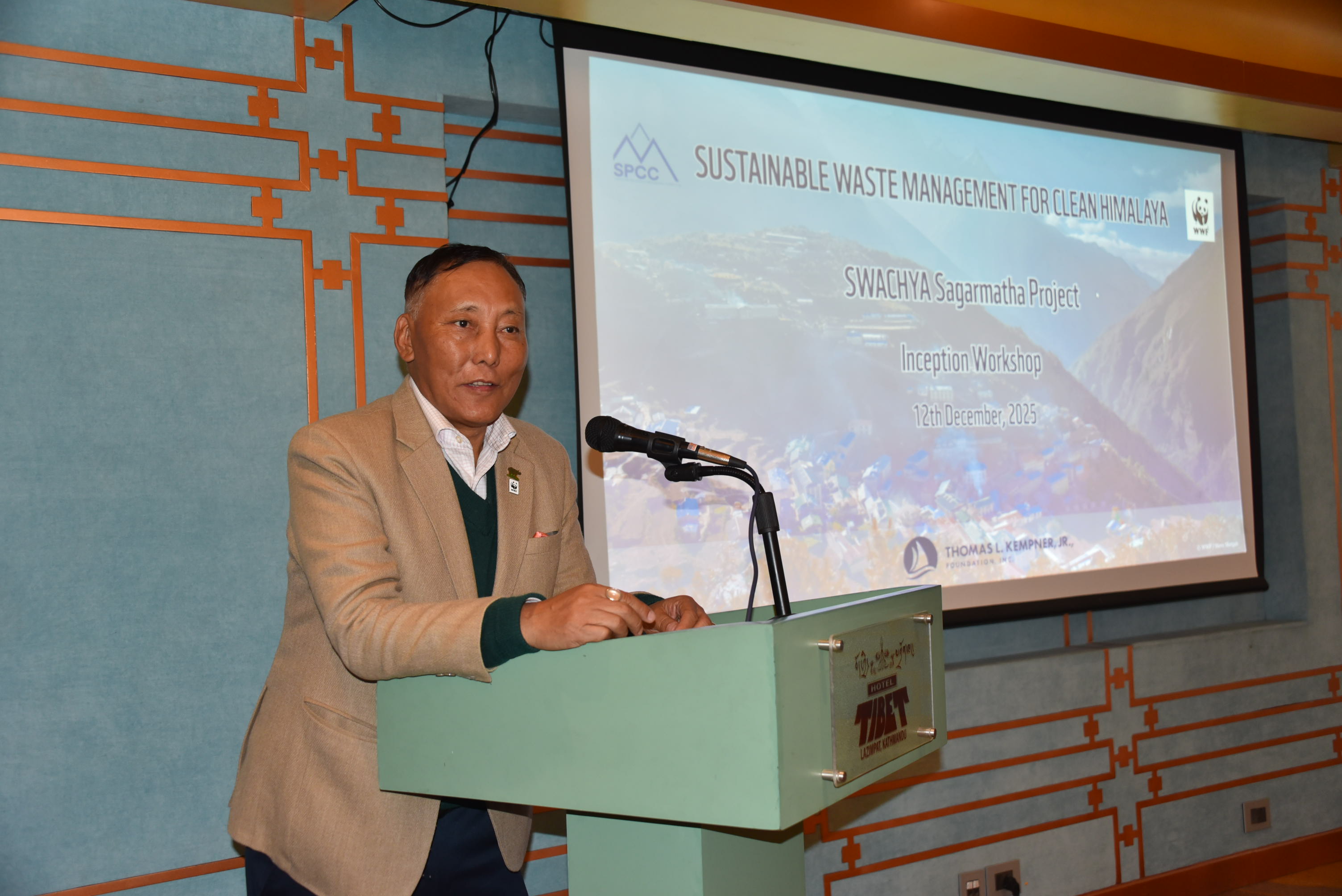Dr. Ghana Shyam Gurung, Country Representative, WWF Nepal giving his remarks at the project inception.