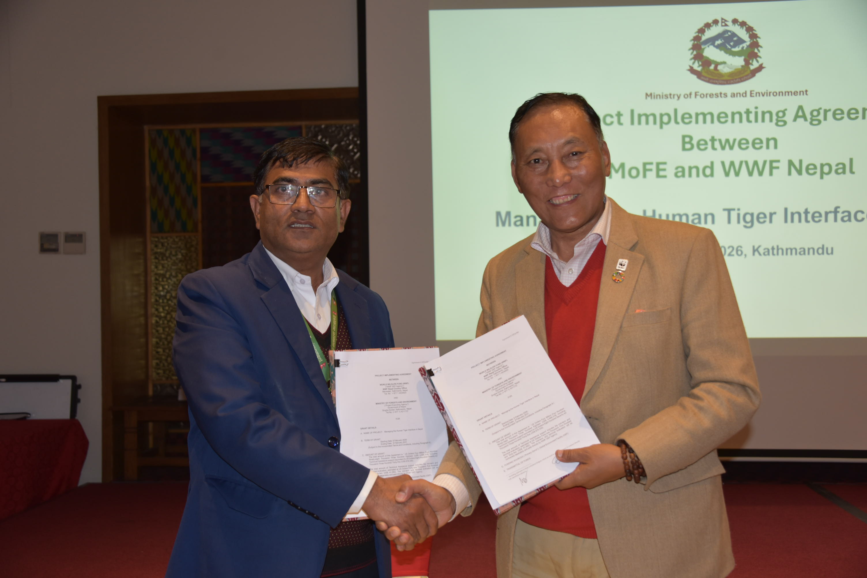 Signing of project agreement between WWF Nepal and MOFE